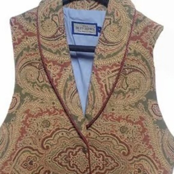 Ruff Hewn Tapestry Vest Size Medium Bohemian Eclectic Style 1980s USA - Picture 1 of 4